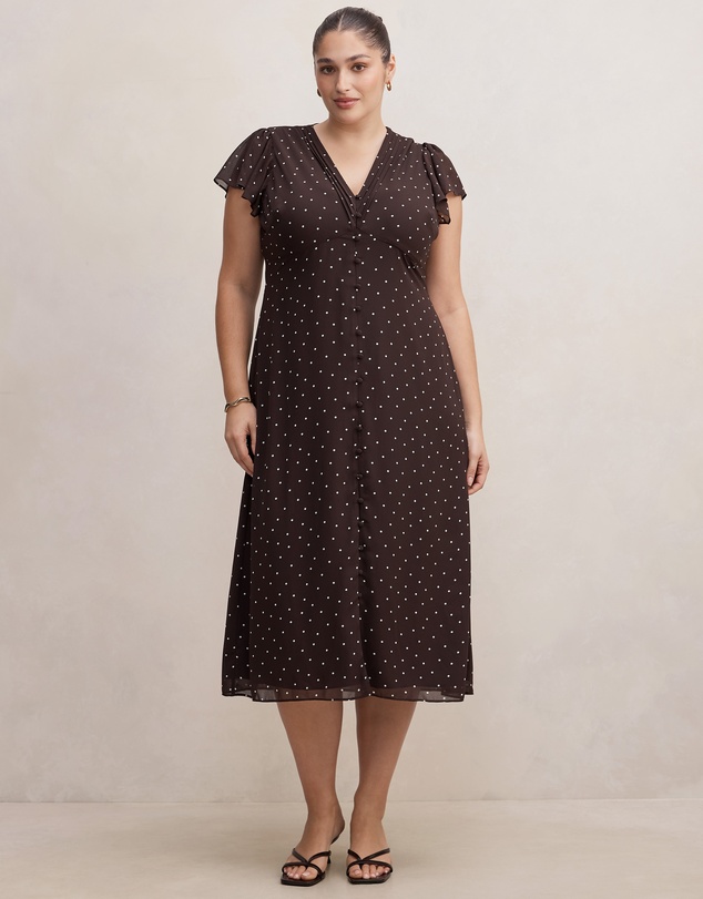 Forever New Curve - Ardelia Curve Flutter Sleeves Midi Dress