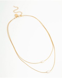Lovisa - Waterproof Gold Plated Stainless Steel Layered Pearl Pendant Necklace
