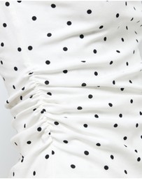 AERE - Claire Off Shoulder Polka Dot Top