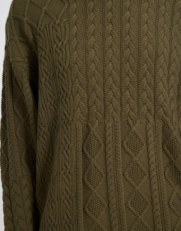 ONE TEASPOON - Mixed Cable Cotton Knit Sweater - Khaki