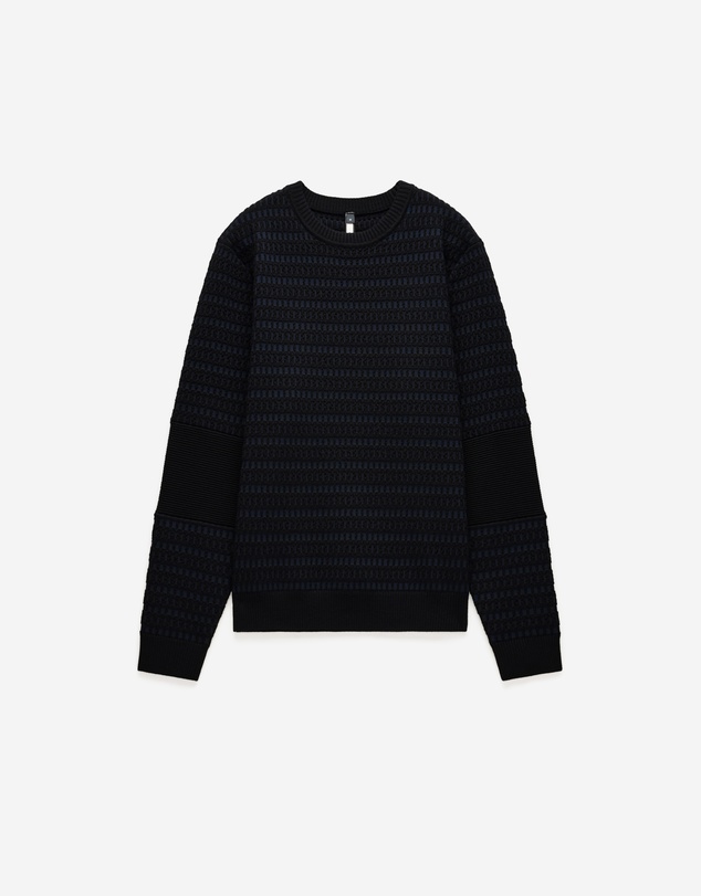 Calibre - Geometric Jacquard Crew Neck Sweater Navy