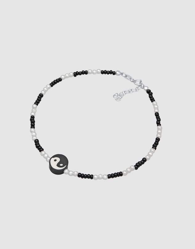 Elli Jewelry - Yin Yang Bead Anklet in 925 Silver
