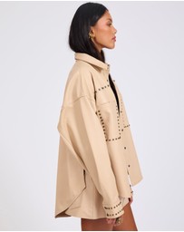 ONE TEASPOON - Daria Studded Leather Shacket - Tan