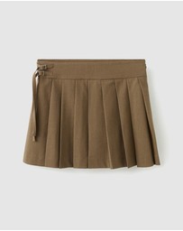M.N.G - Short Pleated Skirt With Buckles