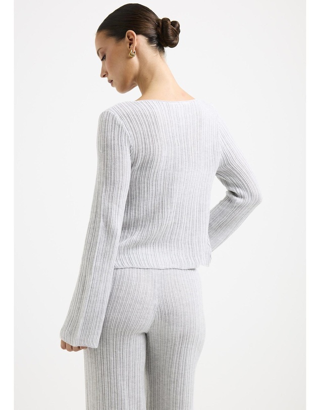 Subtitled - Ireland Off Shoulder Ribbed Long Sleeve Top