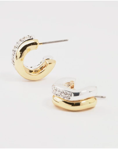 Lovisa - Cubic Zirconia & Clean Wave Hoop Earrings