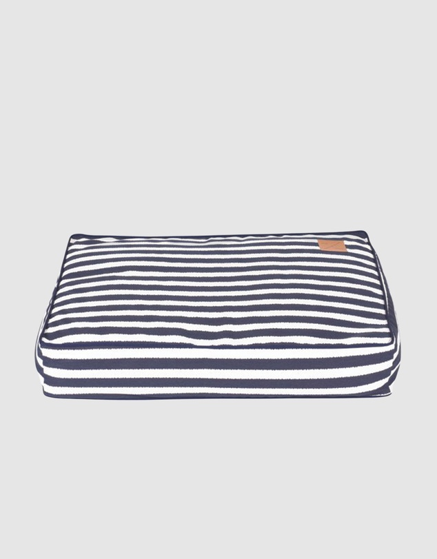 Mog & Bone - Classic Cushion Dog Bed - Navy Hamptons Stripe Print