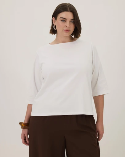 Atmos&Here Curvy - Cotton 3/4 Sleeve T-Shirt
