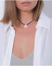 Elli Jewelry - Necklace Choker Drop Pendant Satin With Quartz Pink In 925 Sterling Silver Gold Plated