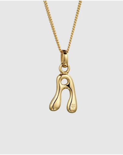 Elli Jewelry - Bubble Letter A Necklace in Gold-Plated 925 Silver