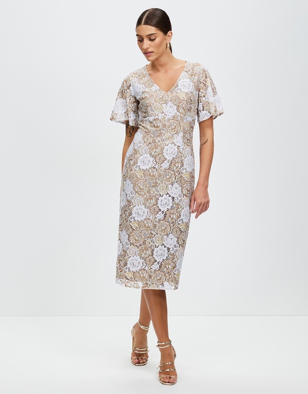 Pink Ruby - Glamerous Frill Sleeve Dress