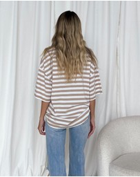 Dazie - Nostalgia Stripe Oversized Boyfriend Tee