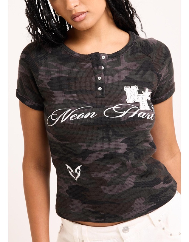 Neon Hart - Waffle Camo Henley T-Shirt