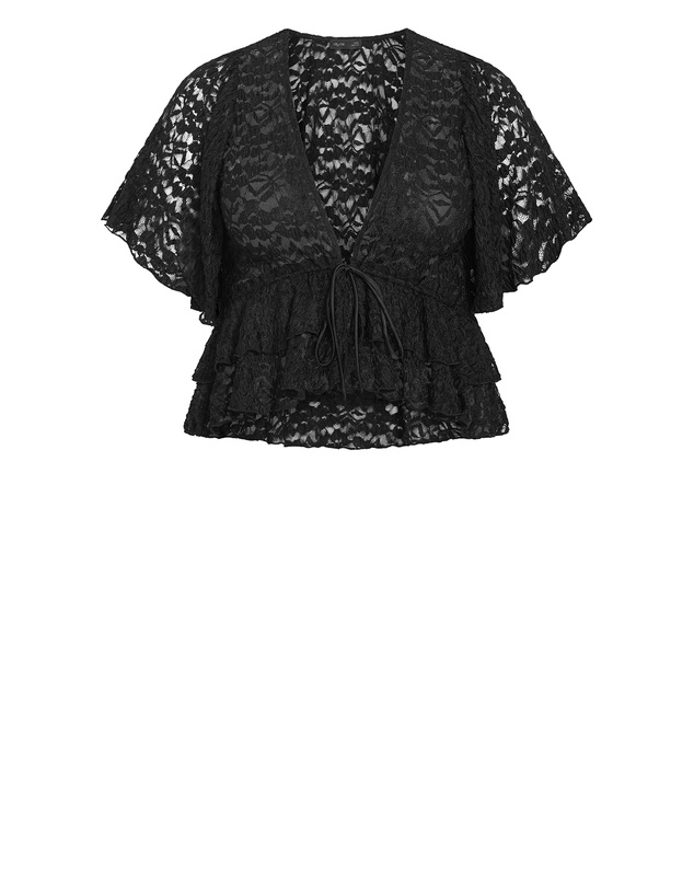 City Chic - Plus size Lily Lace Top - black