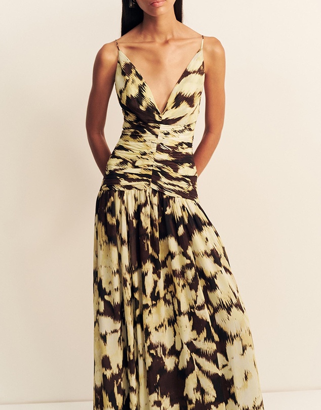 Shona Joy - Benny Plunged Gathered Maxi Dress