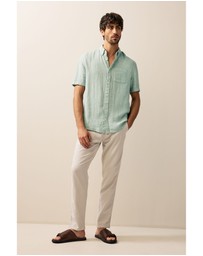 NEXT - Short Sleeve Linen Blend Shirt Button Down Collar