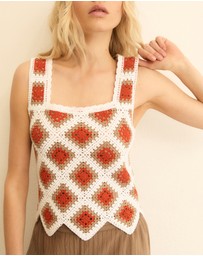Emme - White Crochet Knit Tank