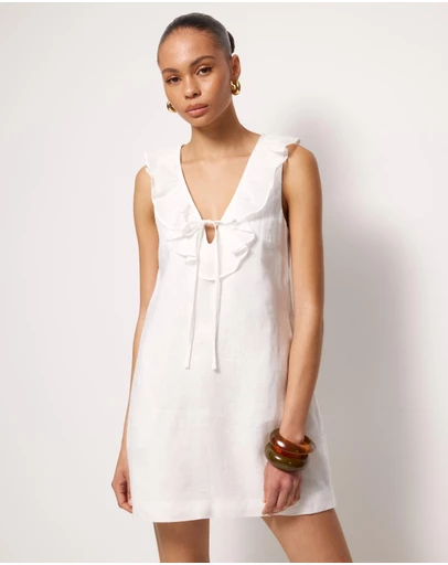 AERE - Elowen Linen Ruffle Mini Dress
