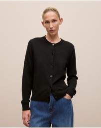 Trenery - Merino Classic Crew Cardigan in Black