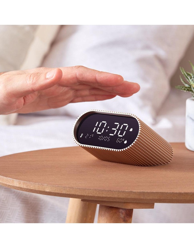 Lexon - Lexon Ray Clock Lcd Alarm Clock With Temperature / Humidity Display - Gold