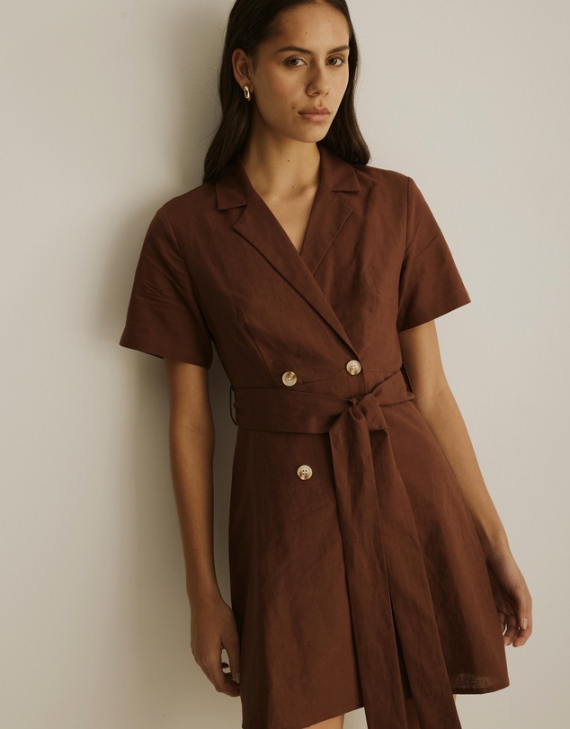 Atmos&Here - Lia Linen Blend Blazer Mini Dress