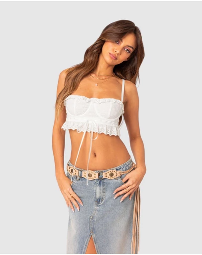 EDIKTED - Mandy cropped cotton lace corset