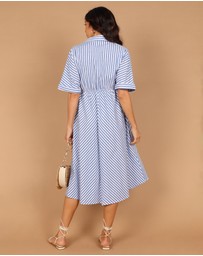 Petal & Pup - Finn Collared Midi Dress - Blue Stripe