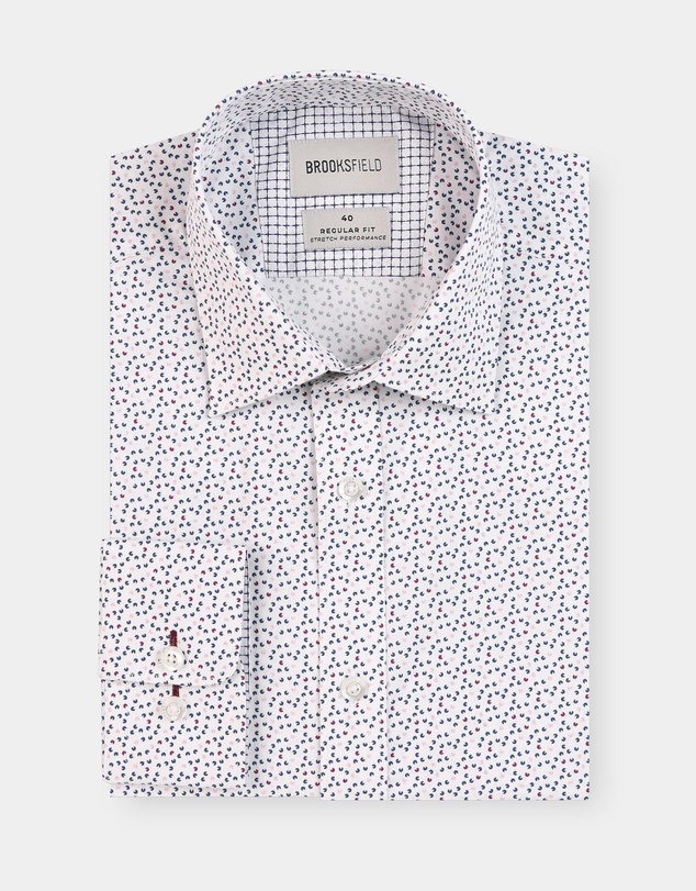 Brooksfield - Abstract Print Reg Fit Business Shirt