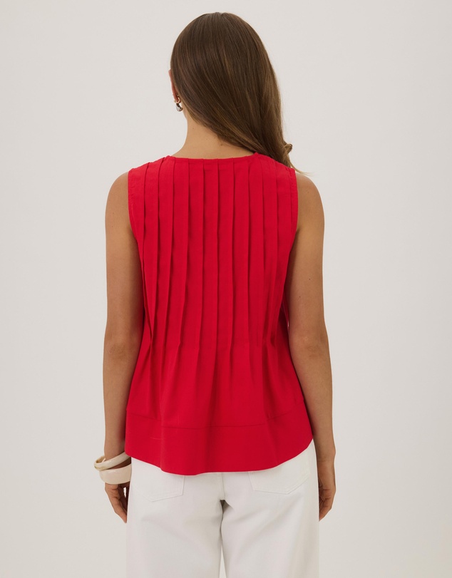 Atmos&Here - Rhea Linen Blend Pintuck Sleeveless Top