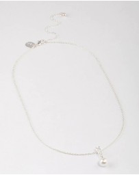 Lovisa - Silver Plated Cubic Zirconia Freshwater Pearl Pendant Necklace