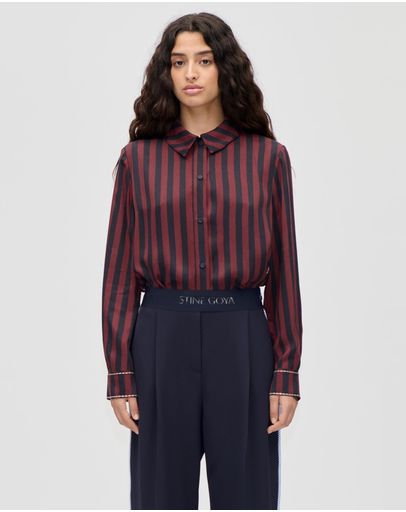 Navy & Burgundy Wallpaper Stripes