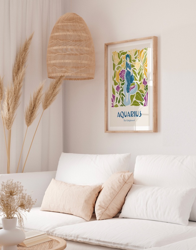 Olive et Oriel - Aquarius - Illustrated Star Sign Art Print