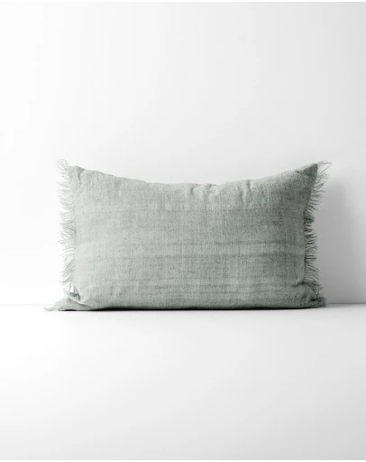 Aura Home - Vintage Linen Fringe Rectangle Cushion