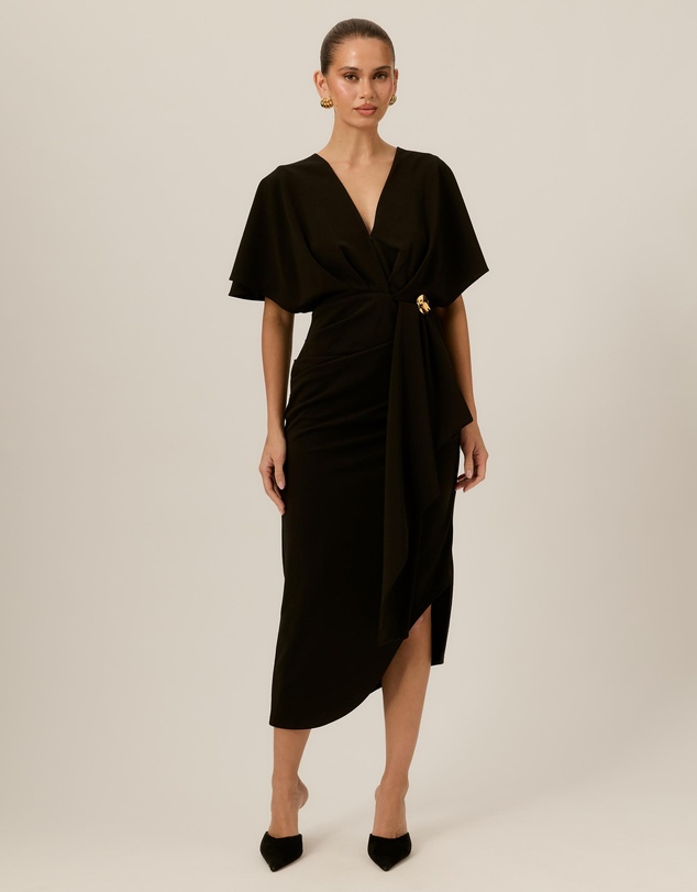 Tussah - Vivian Flutter Sleeve Ruffle Detail Midi Dress
