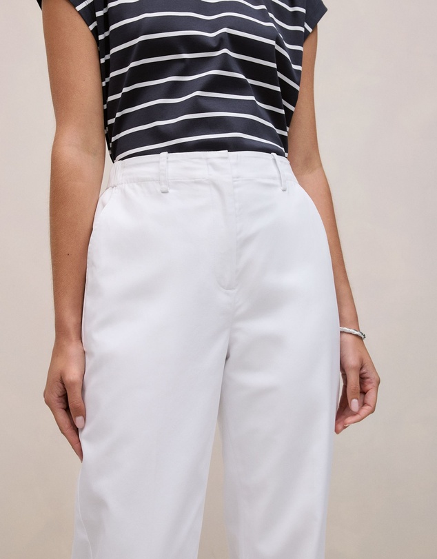 Trenery - Cotton Blend Straight Leg Pant in White