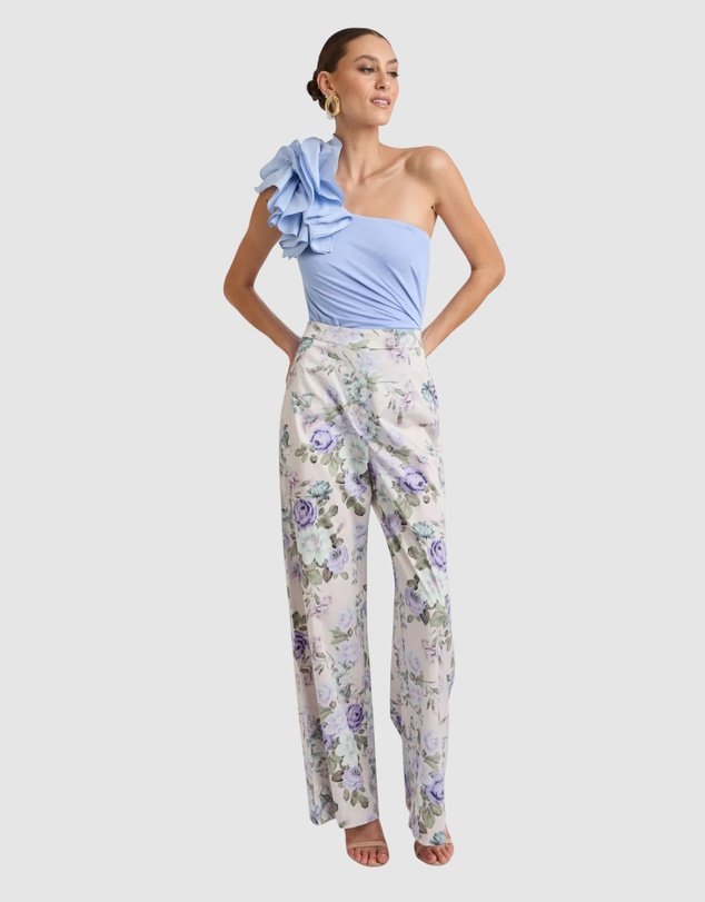Honey and Beau - Lorena One Shoulder Ruffle Bodysuit