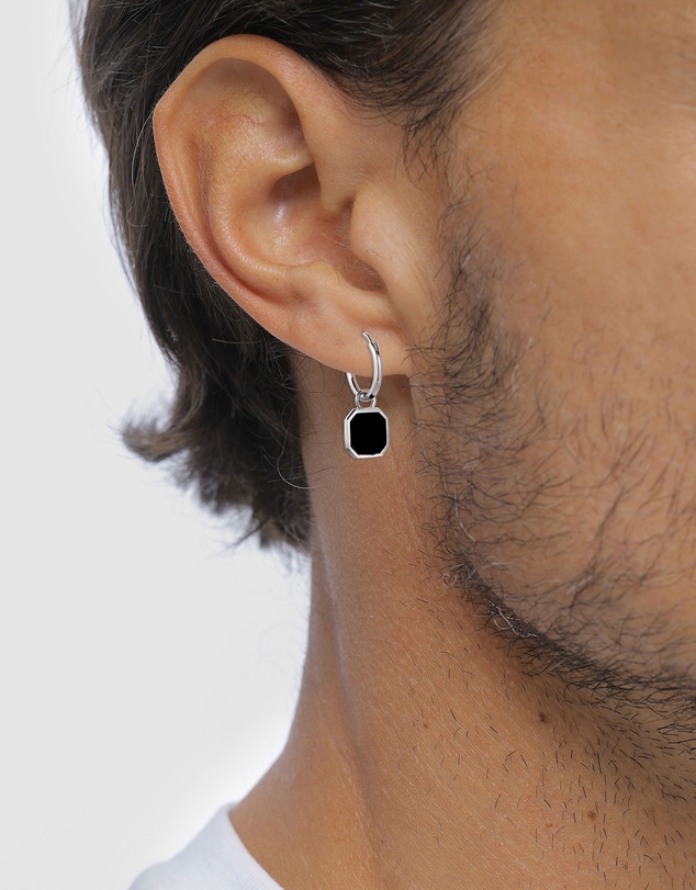 Kuzzoi - ICONIC EXCLUSIVE - Enamel Octagon Hoop Earrings in 925 Silver