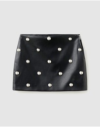 M.N.G - Studded Faux-Leather Skirt