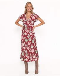 Petal & Pup - Linden Midi Dress - Red Tulip Floral