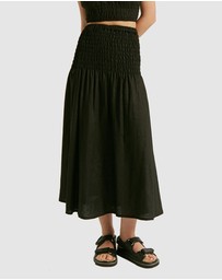 FRIEND of AUDREY - Chantille Shirred Linen Skirt