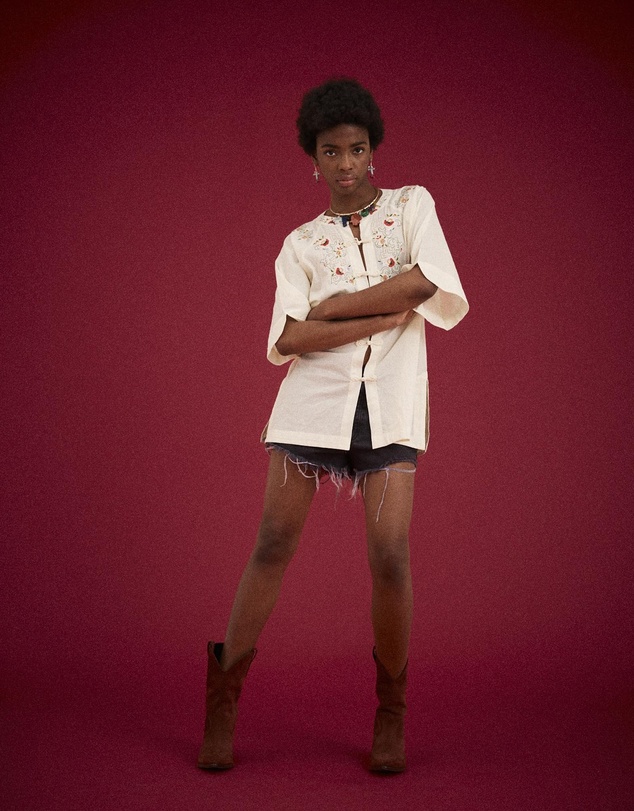 KINGA CSILLA - Reka Embroidered Berry Shirt