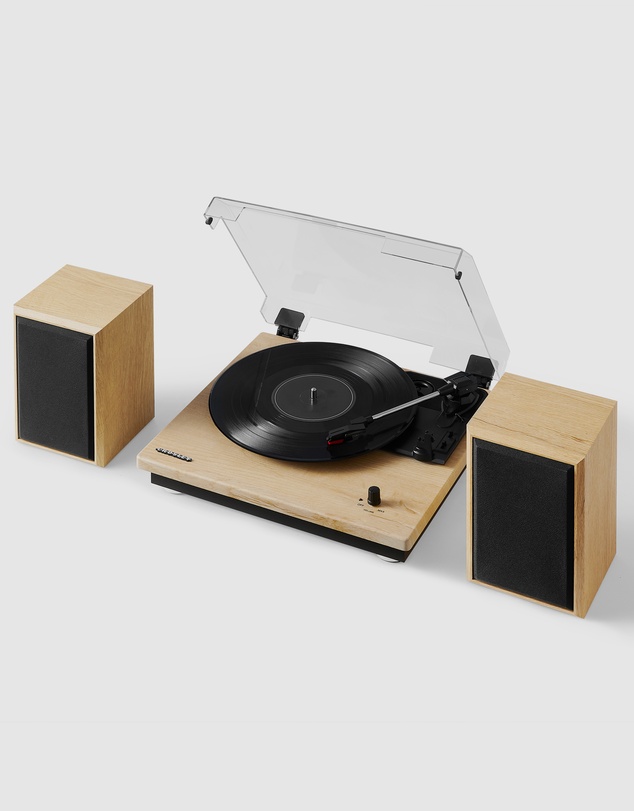 Crosley - Crosley Brio Record Player Shelf System With Speakers - Natural
