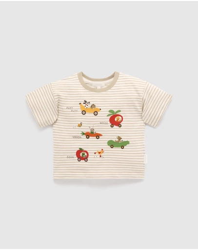 Purebaby - Garden Cars Tee-Kids-Babies