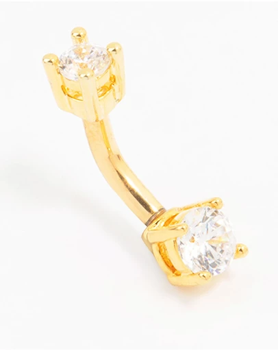 Lovisa - Gold Plated Titanium Mini Double Round Bellybar
