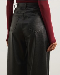 Atmos&Here - Laura Leather Look Straight Leg Pants