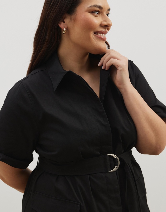 Atmos&Here Curvy - Amy Cotton Drill Midi Shirt Dress