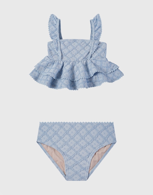 Aqua Blu Kids - Stepping Stones Blue Frill Bikini Set - Kids
