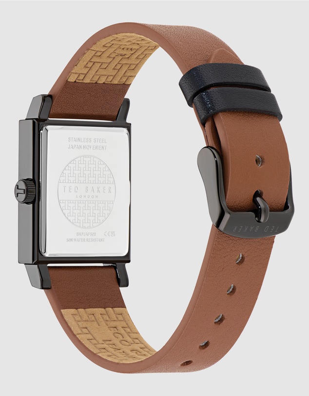 Ted Baker - Jaareth IP Black Tan Leather Watch