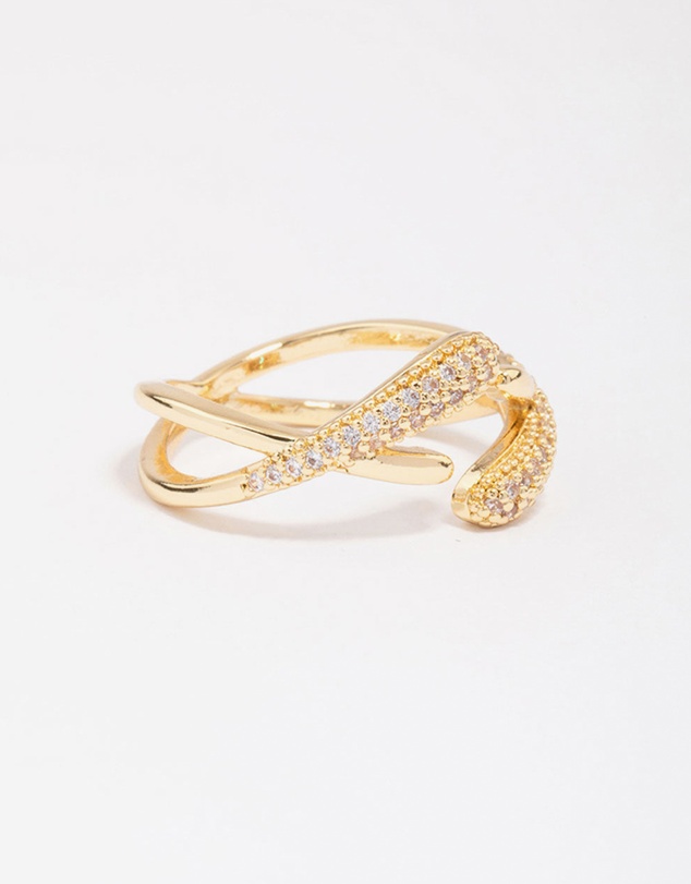 Lovisa - Gold Plated Pave Interlaced Ring