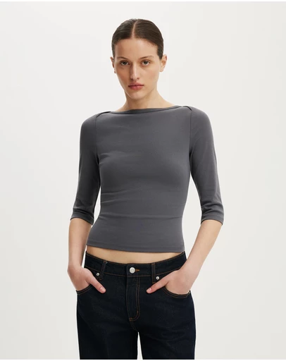Cotton On - 90S Boatneck ¾ Sleeve